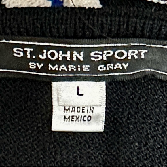 St John Sport Marie Gray Women’s Sz L Boatneck Striped Sweater Cream And Navy - Picture 10 of 11